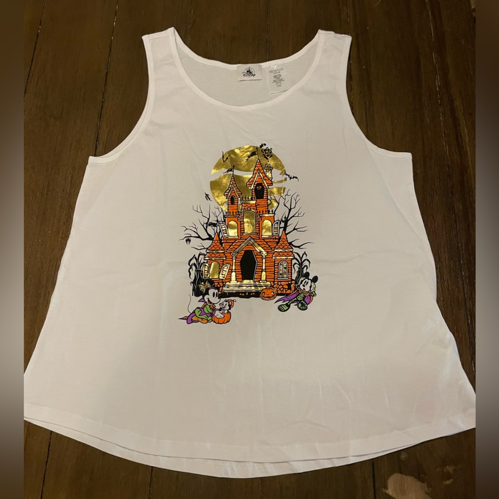 🔴 Disney Mickey Mouse Haunted House Halloween Tank Top NWOT